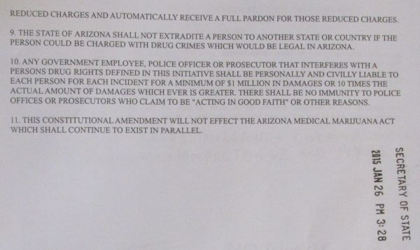 Re-Legalize all drugs in Arizona including cocaine, heroin, LSD, marijuana, methamphetamine and peyote - 
 Page 2 of 2 Text of a constitutional initiative to legalize all drugs in Arizona